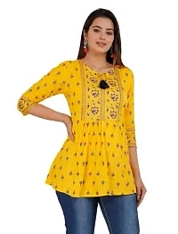 RR FABRICS Women's Rayon Embroidered Work Tops (M -38, Yellow)-thumb3