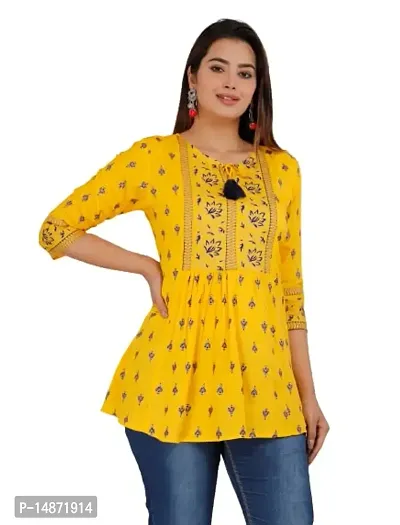 RR FABRICS Women's Rayon Embroidered Work Tops (M -38, Yellow)-thumb4