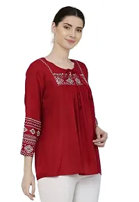 RR FABRICS Women's Cotton Embroidered Work Tops (L - 40, Maroon)-thumb3