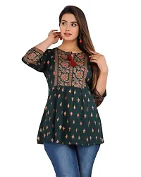 RR FABRICS Women's Rayon Embroidered Work Tops (M -38, Green)-thumb2