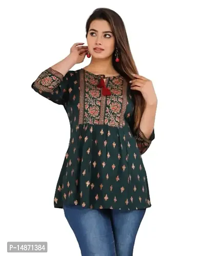 RR FABRICS Women's Rayon Embroidered Work Tops (M -38, Green)-thumb3