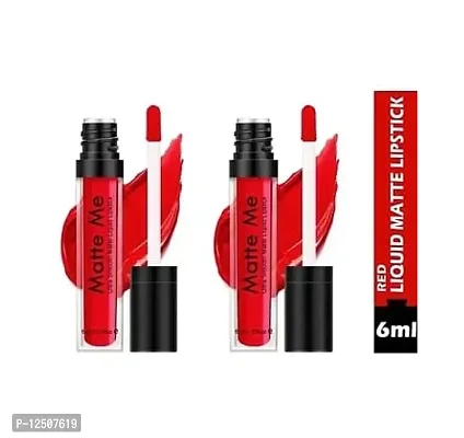 MATTE ME LIQUID RED LIPSTICK THE LUXURIOUS FEEL SUPER SMOOTH LIP COLOR PACK OF 2-thumb0