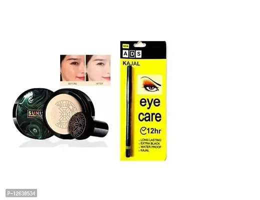 MUSHROOM FOUNDATION WITH LONG PUFF with ads black kajal 1 pack