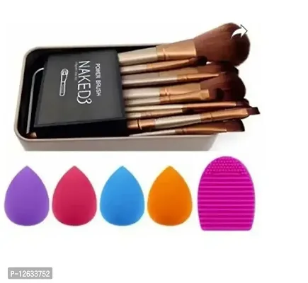 HOT BEAUTY COMBO OF NAKED BRUSH BOX ,4 PIECE BEAUTY BLENDER AND 1PIECE BRUSH CLEANER-thumb0