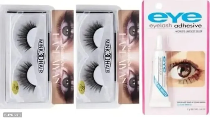 SHEFFO EYELASHES PACK OF 2 PAIR WITH EYELASH ADHESIVE GLUE (PACK OF 3)-thumb0