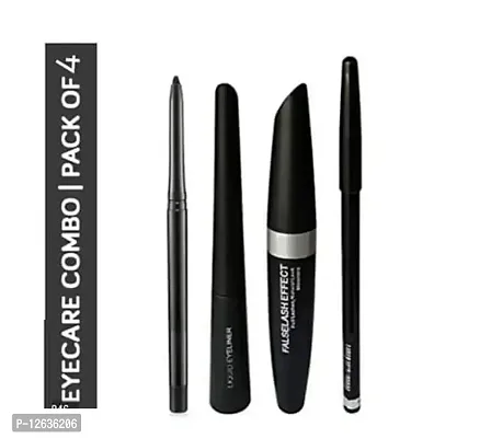 Eyecare 3 in 1 Waterproof Eyeliner, Mascara, Kajal with KAJAL Pencil (BLACK)-thumb0