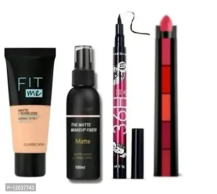 FIT ME FOUNDATION + MAKEUP SPRAY FIXER + 36H YANQINA BLACK EYELINER + 5 IN 1 LIPSTICKS-thumb0