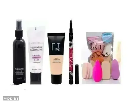 Makeup combo of 5 (fixer +primer +foundation +liner +family pack of beauty blunder )