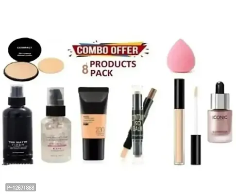 Classic makeup combo of 8 ( compact +primer +fixer +foundation +contour +concealer +highliter )-thumb0