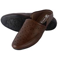 Men's Stylish Brown Perforated Synthetic Mojaris-thumb1