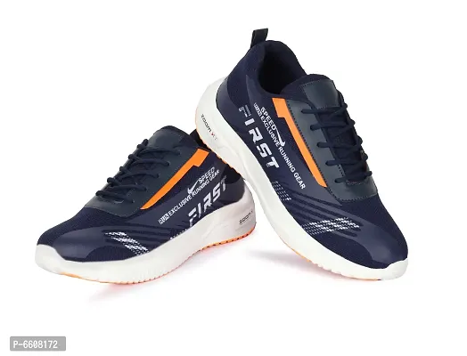 Elegant Blue Mesh Self Design Sports Running Shoes For Men-thumb5