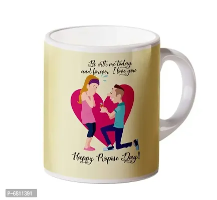 Happy Propose Day Printed Tea and Coffee Mug Gift for Girlfriend for Boyfriend Gift for Husband Gift for Wife 350 ML