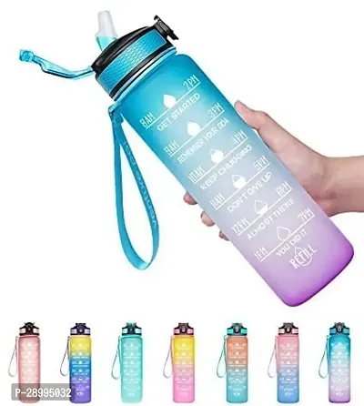 Rangwell Unbreakable Water Bottle 1 Litre with Motivational Time Marker, Leakproof Durable BPA-Free Non-Toxic Water bottle for office,Water bottle for gym | Water Bottles 1 Litre Sipper Bottle-thumb0