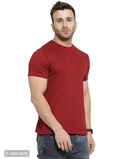 YOUTHPOI CLOTHING Men's Cotton Regular fit Round Neck Solid Half Sleeves Casual Tshirt-thumb4