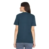 YouthPoi Women's Cotton Round Neck Half Sleeve Casual Regular Fit Tshirt (L, Black  Peacock Green) (Pack of 2)-thumb1