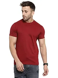 YouthPoi Men's Cotton Round Neck Half Sleeve Casual Regular Fit Tshirt (L, Maroon  Green) (Pack of 2)-thumb3