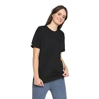 YouthPoi Women's Cotton Round Neck Half Sleeve Casual Regular Fit Tshirt (L, Black  Peacock Green) (Pack of 2)-thumb3