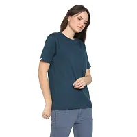 YouthPoi Women's Cotton Round Neck Half Sleeve Casual Regular Fit Tshirt (S, Pink  Peacock Green) (Pack of 2)-thumb2