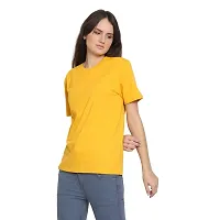 YouthPoi Women's Cotton Round Neck Half Sleeve Casual Regular Fit Tshirt (L, Yellow  Pink) (Pack of 2)-thumb2