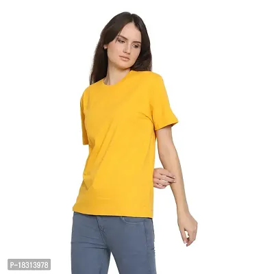 YouthPoi Women's Cotton Round Neck Half Sleeve Casual Regular Fit Tshirt (L, Yellow  Pink) (Pack of 2)-thumb3