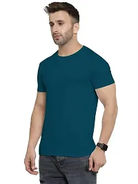 YouthPoi Men's Cotton Round Neck Half Sleeve Casual Regular Fit Tshirt (M, Peacock Green  Rust) (Pack of 2)-thumb1