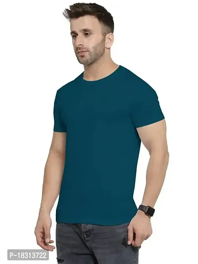 YouthPoi Men's Cotton Round Neck Half Sleeve Casual Regular Fit Tshirt (M, Peacock Green  Rust) (Pack of 2)-thumb2