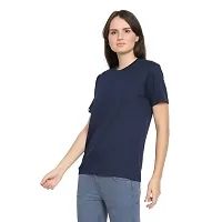 YouthPoi Women's Cotton Round Neck Half Sleeve Casual Regular Fit Tshirt (XXL, White  Navyblue) (Pack of 2)-thumb2