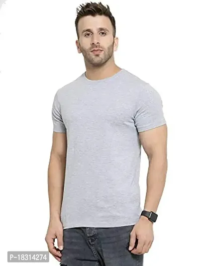 YouthPoi Men's Cotton Round Neck Half Sleeve Casual Regular Fit Tshirt (L, Black  Grey) (Pack of 2)-thumb3