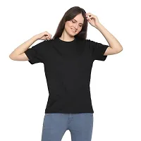 YouthPoi Women's Cotton Round Neck Half Sleeve Casual Regular Fit Tshirt (M, Black  Maroon) (Pack of 2)-thumb2