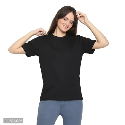 YouthPoi Women's Cotton Round Neck Half Sleeve Casual Regular Fit Tshirt (M, Black  Maroon) (Pack of 2)-thumb3