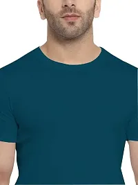 YouthPoi Men's Cotton Round Neck Half Sleeve Casual Regular Fit Tshirt (XL, Peacock Green  Rust) (Pack of 2)-thumb2