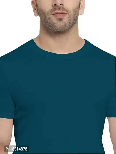 YouthPoi Men's Cotton Round Neck Half Sleeve Casual Regular Fit Tshirt (XL, Peacock Green  Rust) (Pack of 2)-thumb3