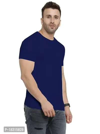 YouthPoi Men's Cotton Round Neck Half Sleeve Casual Regular Fit Tshirt (XXL, Navy Blue  Yellow) (Pack of 2)-thumb3