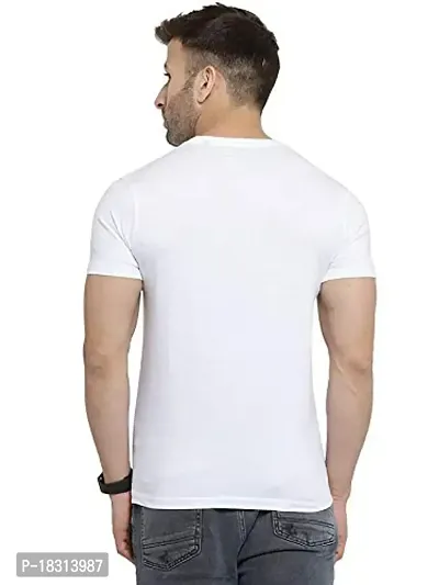 YouthPoi Men's Cotton Round Neck Half Sleeve Casual Regular Fit Tshirt (XL, White  Yellow) (Pack of 2)-thumb2