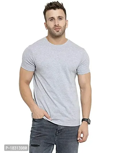 YouthPoi Men's Cotton Round Neck Half Sleeve Casual Regular Fit Tshirt (XL, Gray  Pink) (Pack of 2)-thumb4