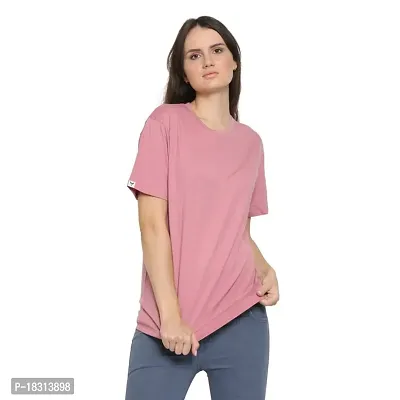 YouthPoi Women's Cotton Round Neck Half Sleeve Casual Regular Fit Tshirt (L, Pink  Neon Green) (Pack of 2)-thumb3