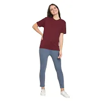 YouthPoi Women's Cotton Round Neck Half Sleeve Casual Regular Fit Tshirt (S, Black  Maroon) (Pack of 2)-thumb3