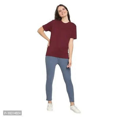 YouthPoi Women's Cotton Round Neck Half Sleeve Casual Regular Fit Tshirt (S, Black  Maroon) (Pack of 2)-thumb4