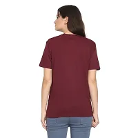 YouthPoi Women's Cotton Round Neck Half Sleeve Casual Regular Fit Tshirt (XL, Black  Maroon) (Pack of 2)-thumb1