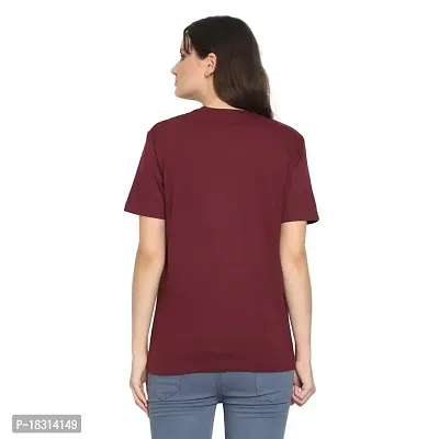 YouthPoi Women's Cotton Round Neck Half Sleeve Casual Regular Fit Tshirt (XL, Black  Maroon) (Pack of 2)-thumb2