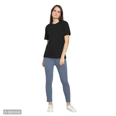 YouthPoi Women's Cotton Round Neck Half Sleeve Casual Regular Fit Tshirt (L, Black  Grey) (Pack of 2)-thumb4