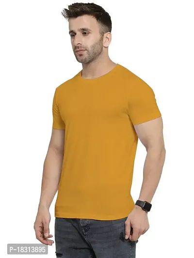 YouthPoi Men's Cotton Round Neck Half Sleeve Casual Regular Fit Tshirt (L, White  Yellow) (Pack of 2)-thumb5