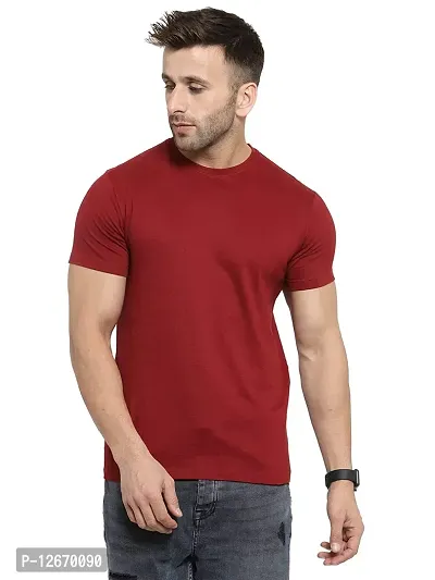 Men Cotton Solid Casual T-Shirt