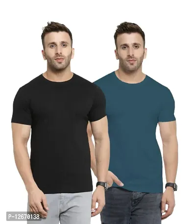 Men Cotton Solid Casual T-Shirt Pack 0f 2