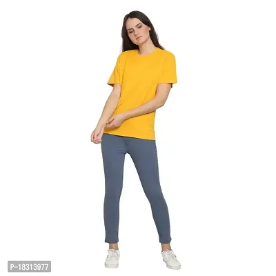 YouthPoi Women's Cotton Round Neck Half Sleeve Casual Regular Fit Tshirt (S, Yellow  Rust Brown) (Pack of 2)-thumb3