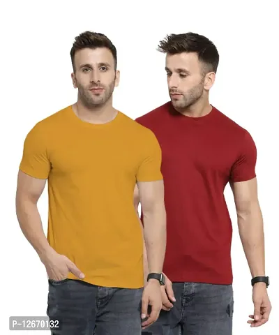 Men Cotton Solid Casual T-Shirt Pack 0f 2