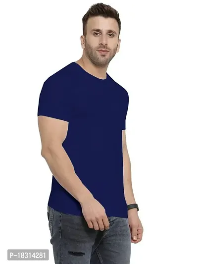 YouthPoi Men's Cotton Round Neck Half Sleeve Casual Regular Fit Tshirt (S, Navy Blue  Pink) (Pack of 2)-thumb3