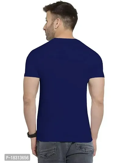 YouthPoi Men's Cotton Round Neck Half Sleeve Casual Regular Fit Tshirt (XL, Navy Blue  Yellow) (Pack of 2)-thumb2