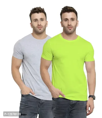 Men Cotton Solid Casual T-Shirt Pack 0f 2