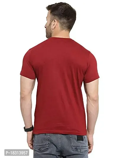 YouthPoi Men's Cotton Round Neck Half Sleeve Casual Regular Fit Tshirt (XL, White  Maroon) (Pack of 2)-thumb5